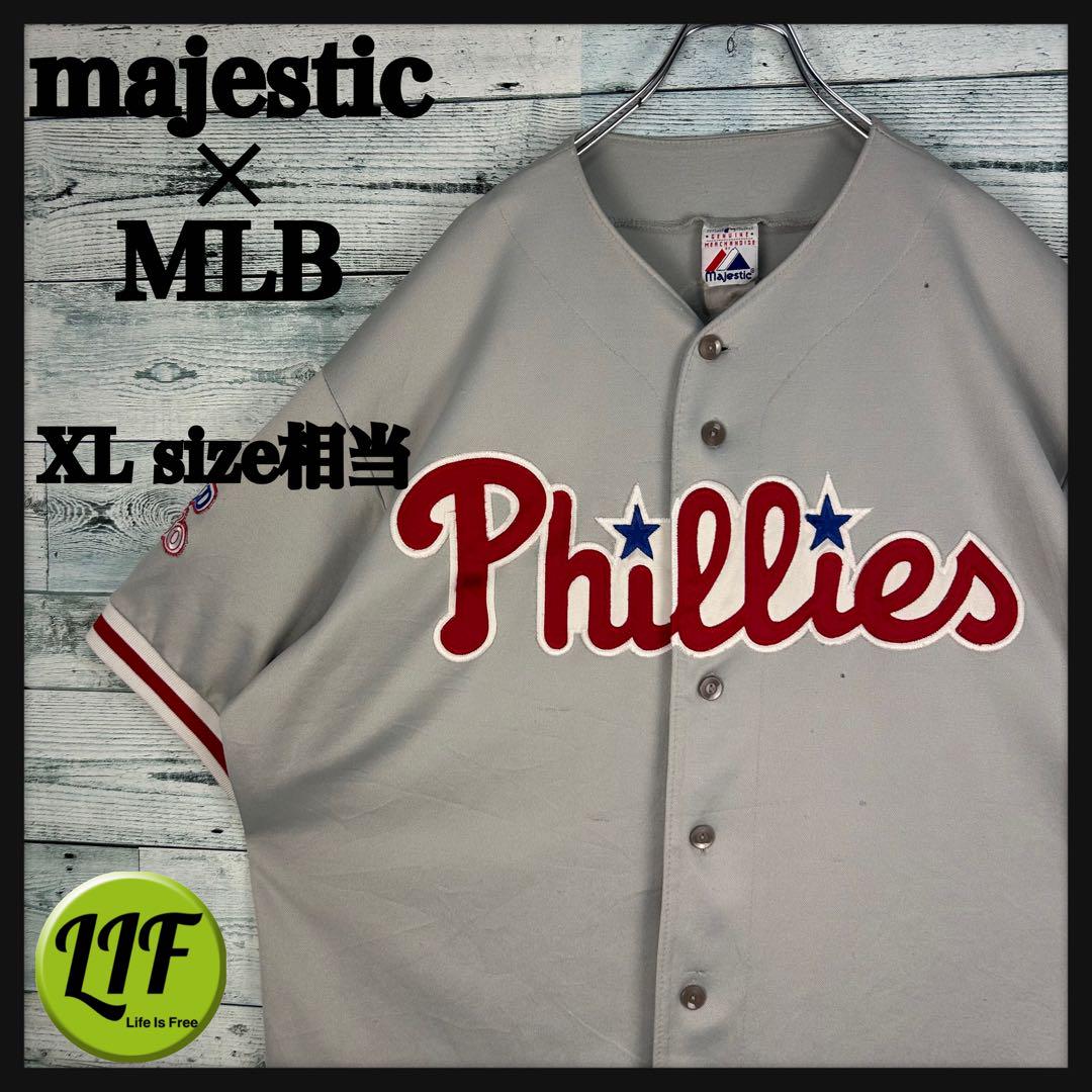 マジェスティック MLB 全刺繍フィリーズ ベースボールシャツXL相当 5368