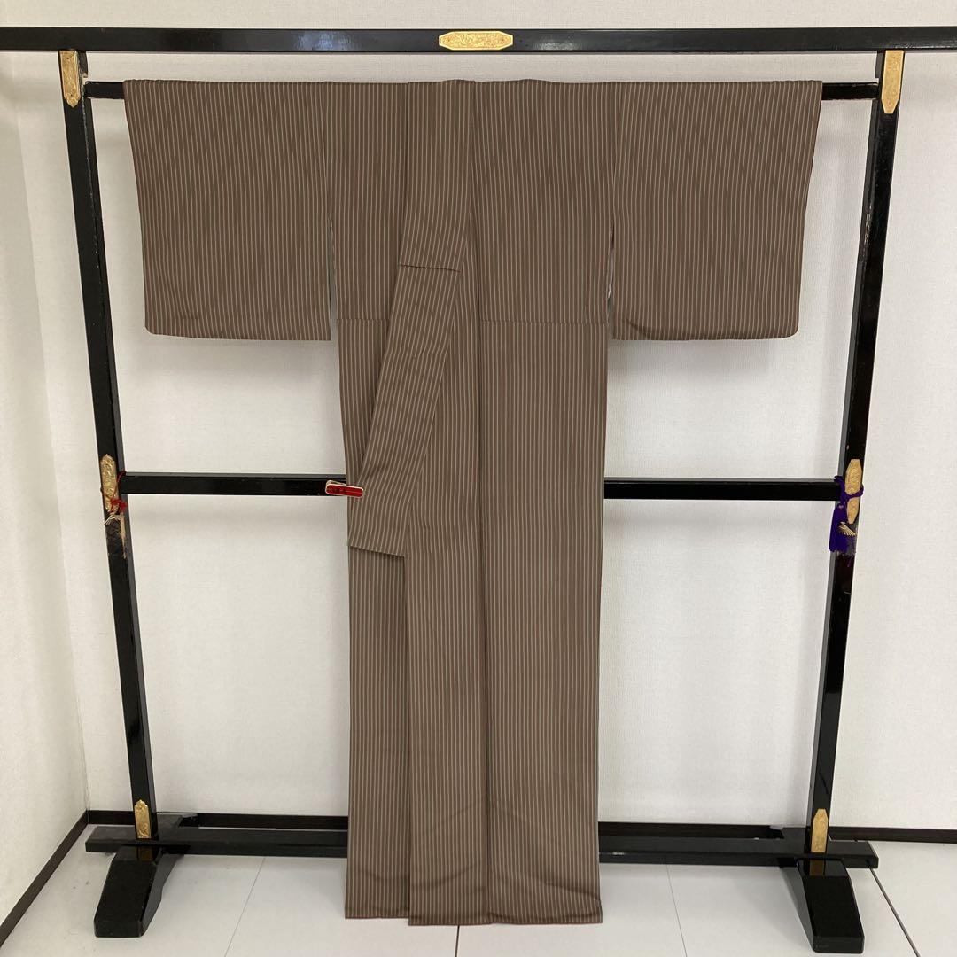 縞模様 裄68 シンプル 素敵なデザイン 小紋 正絹 T-4502