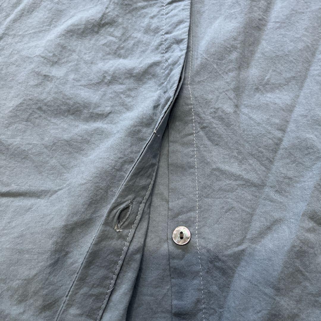 美品　MidiUmi バントカラーロングシャツワンピース　五分袖　コットン
