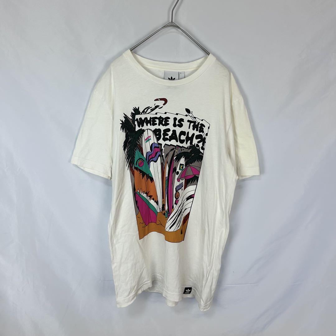 正品 adidas T-shirt アディダスTシャツ/ビーチ デイTシャツ adidas アディダス BEACH TEE ピーチプリントTシャツ - メルカリ