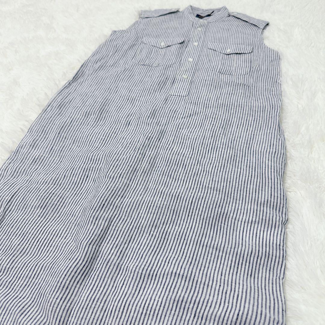 【美品】ポロラルフローレン　ワンピース　リネン　ストライプ　ロング　ノースリーブ