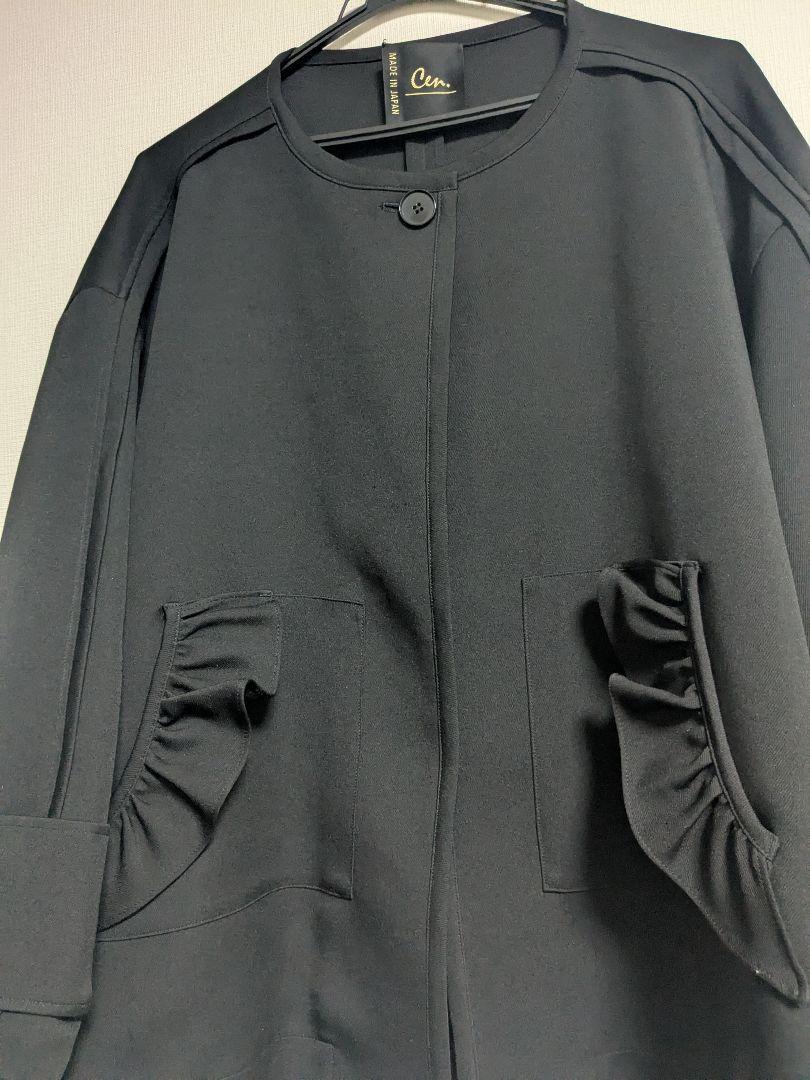 大人気完売品☆Cen. パイピングコート☆ノーカラージャケット☆ブラック☆日本製