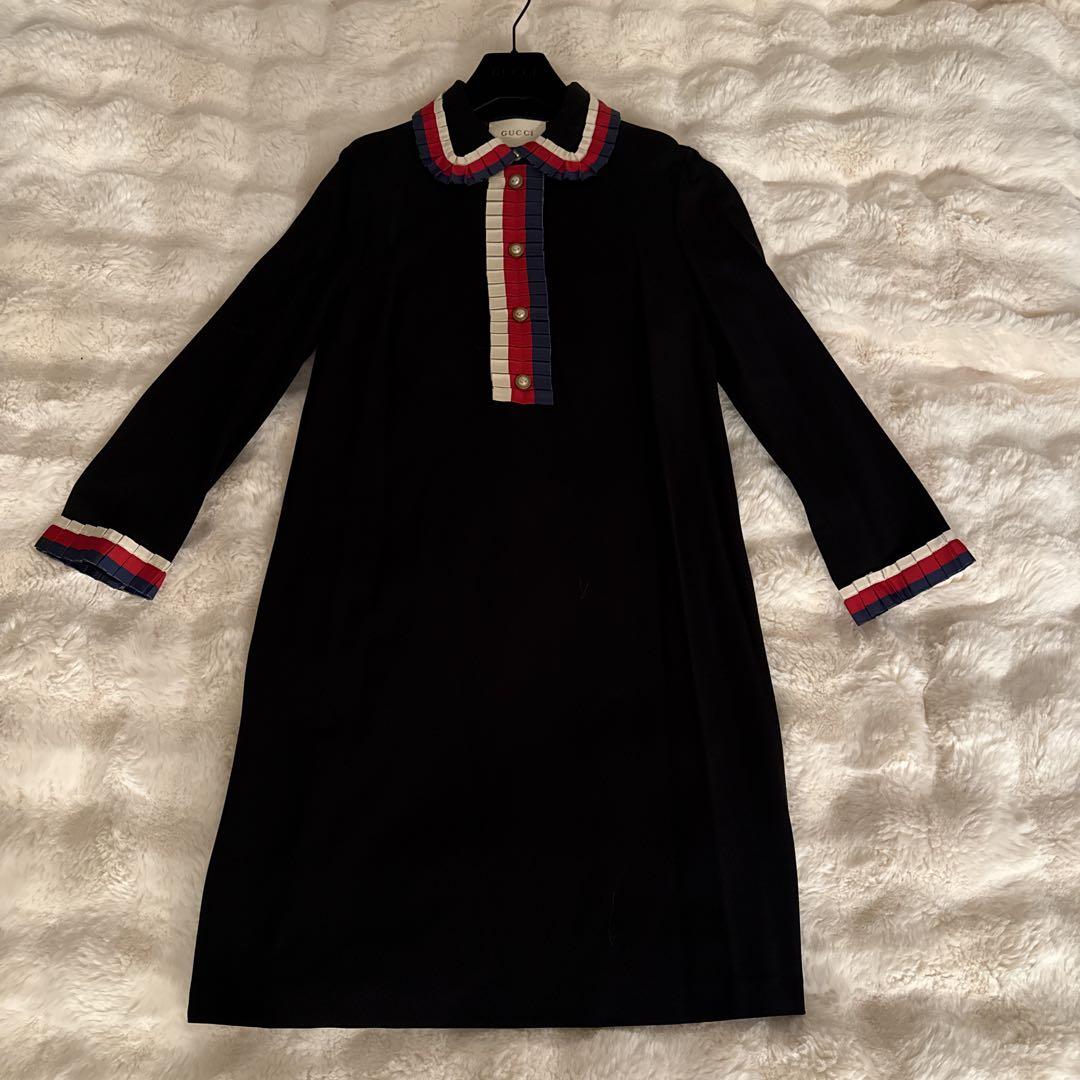 GUCCI 希少ブラック長袖ミニワンピース
