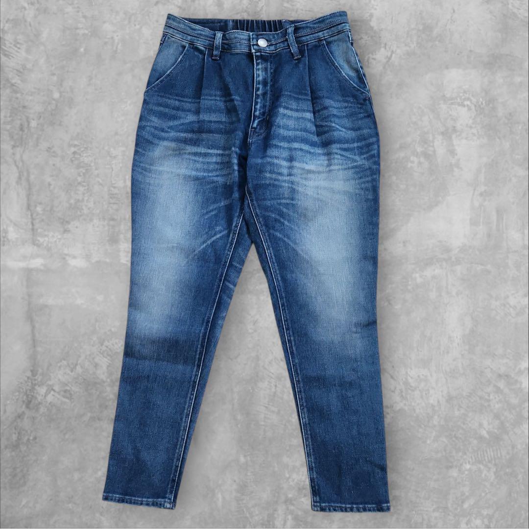 リリディア 新品 デニムパンツ ジーンズ 25 ダメージ加工 タック テーパード