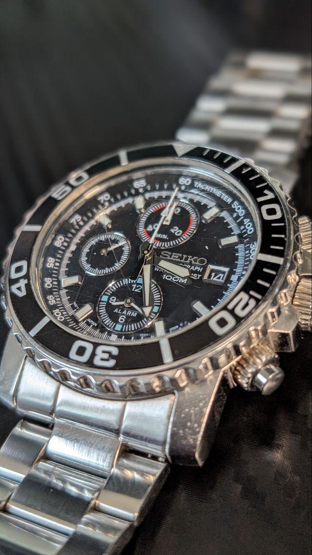 SEIKO セイコー ダイバー クロノグラフ 腕時計 7T62-0CV0