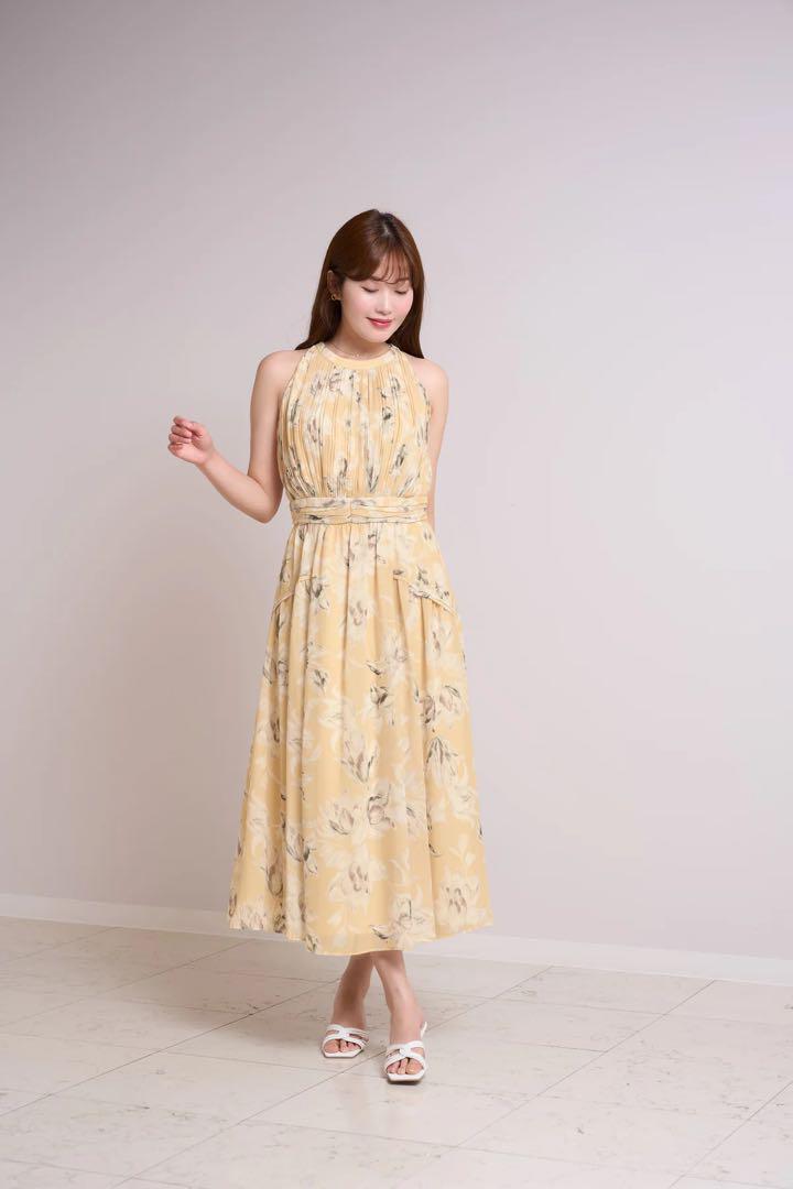 Her lip to Lauris Chiffon Long DressレモンS - メルカリ