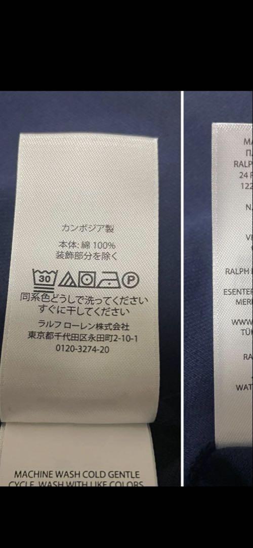 美品　ラルフローレン　ネイビー ワンピース 長袖 リボン付き
