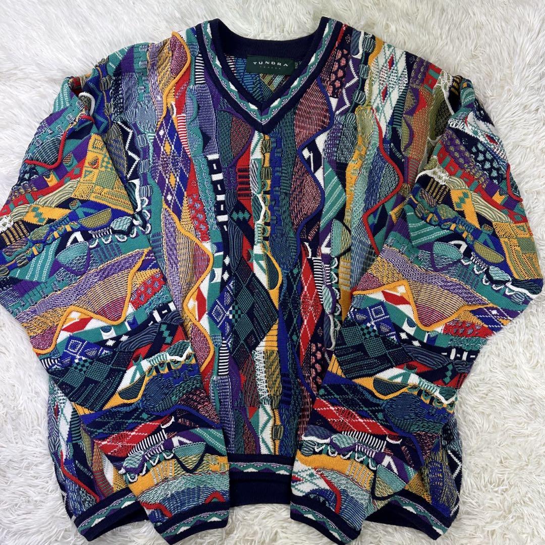 極美品✨TUNDRA 3Dニット セーター 幾何学 ヴィンテージ 90s
