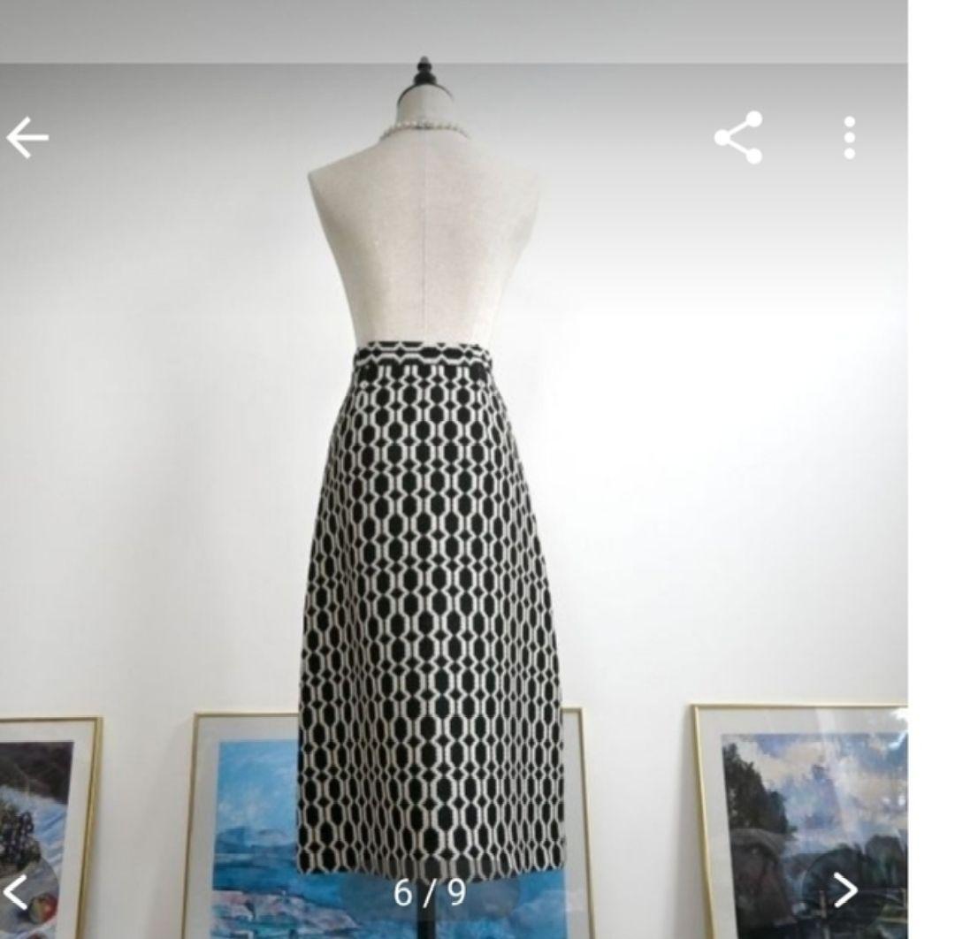 2021コレクション　GUCCIグッチ秋冬　ブラック　アイボリー　ロングスカート