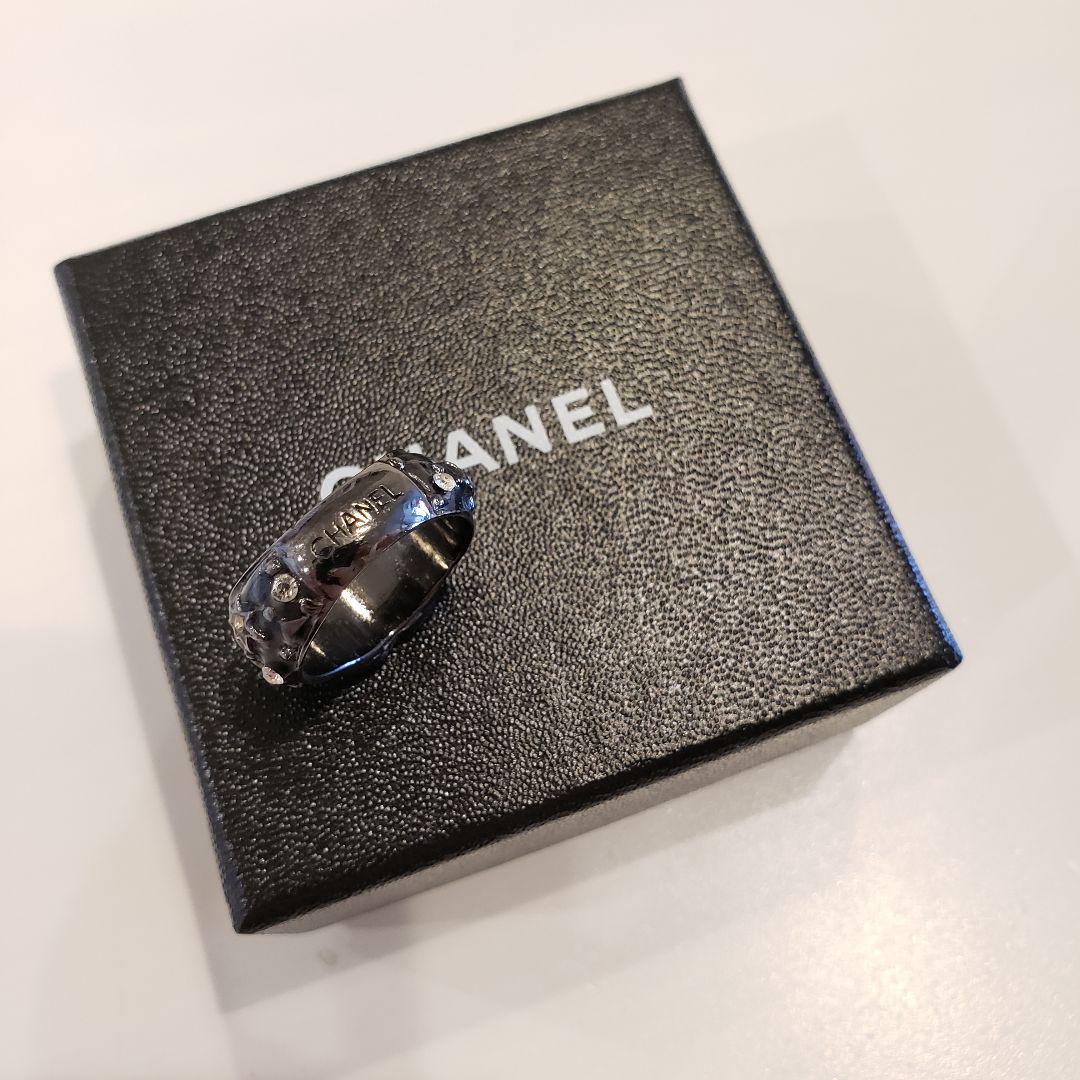 【箱付き】CHANEL ココマーク リング トーン ブラック