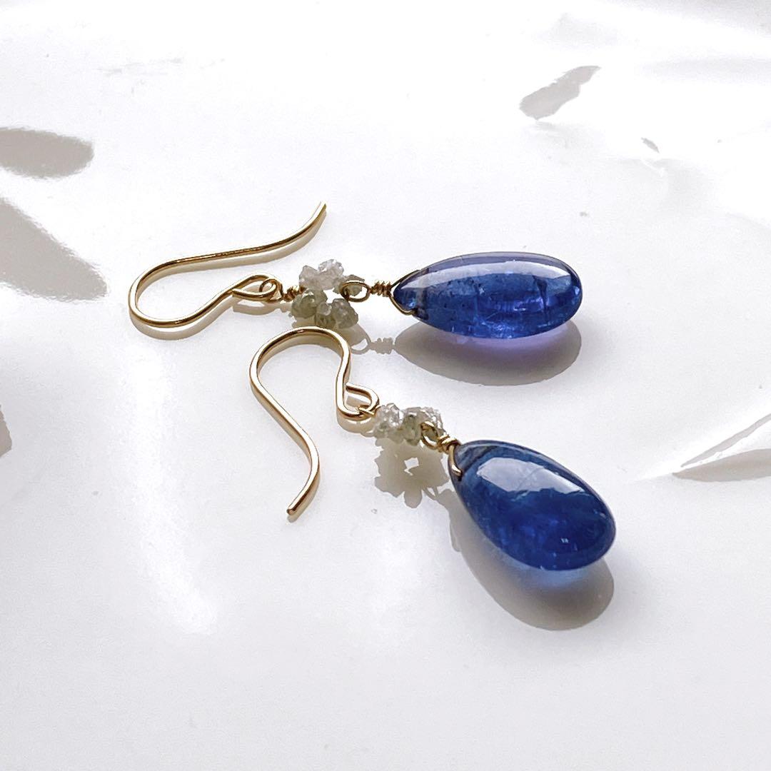 Kaya◆大粒タンザナイト×ホワイトダイヤモンドピアス✧14kgf
