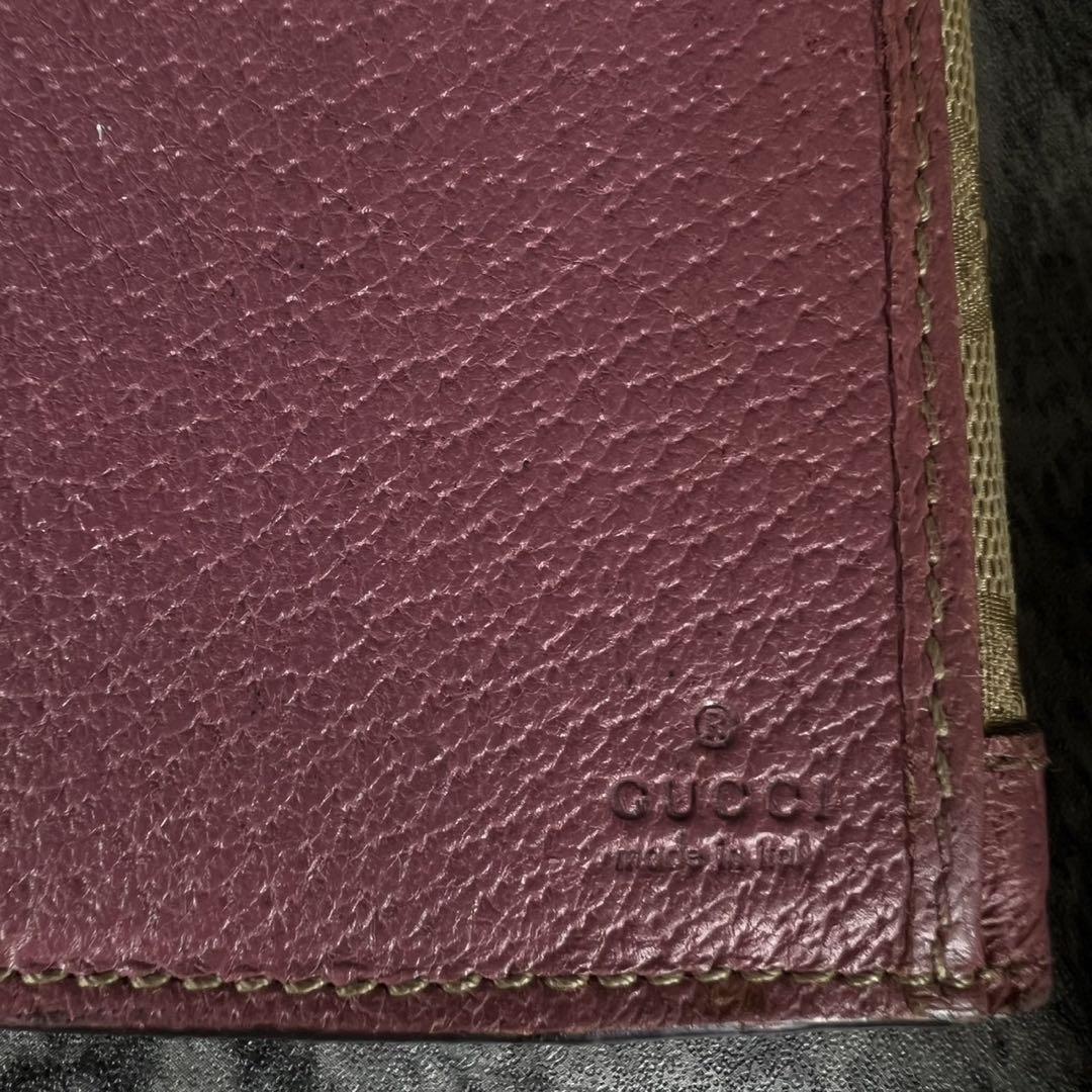 GUCCI GGキャンバス×レザー 長財布 ダブルホック ピンク