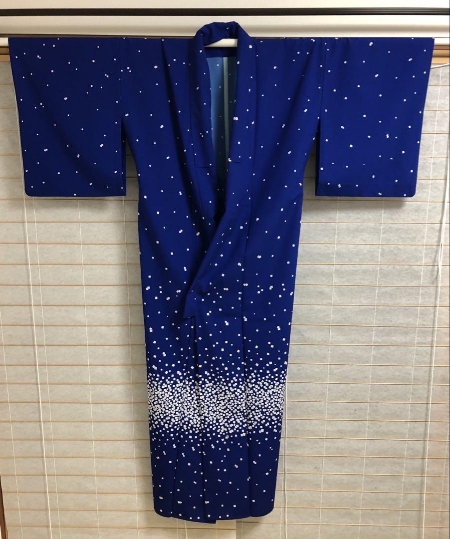 誕生日プレゼント 化繊 白小石 美品 衣装 きもの 着物 単衣 大衆演劇 舞踊 粋 広衿 日本舞踊