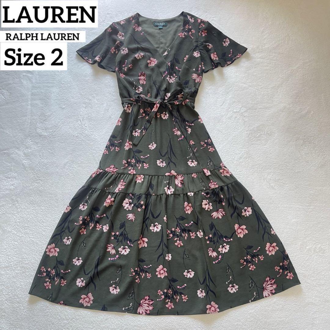定番のお歳暮＆冬ギフト LAUREN RALPHLAUREN カシュクール ティアードワンピース 花柄 ワンピース