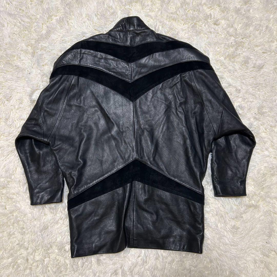 変形デザイン　ハラジュクマザー ライダース　ジャケット ラムレザー ブラック　羊