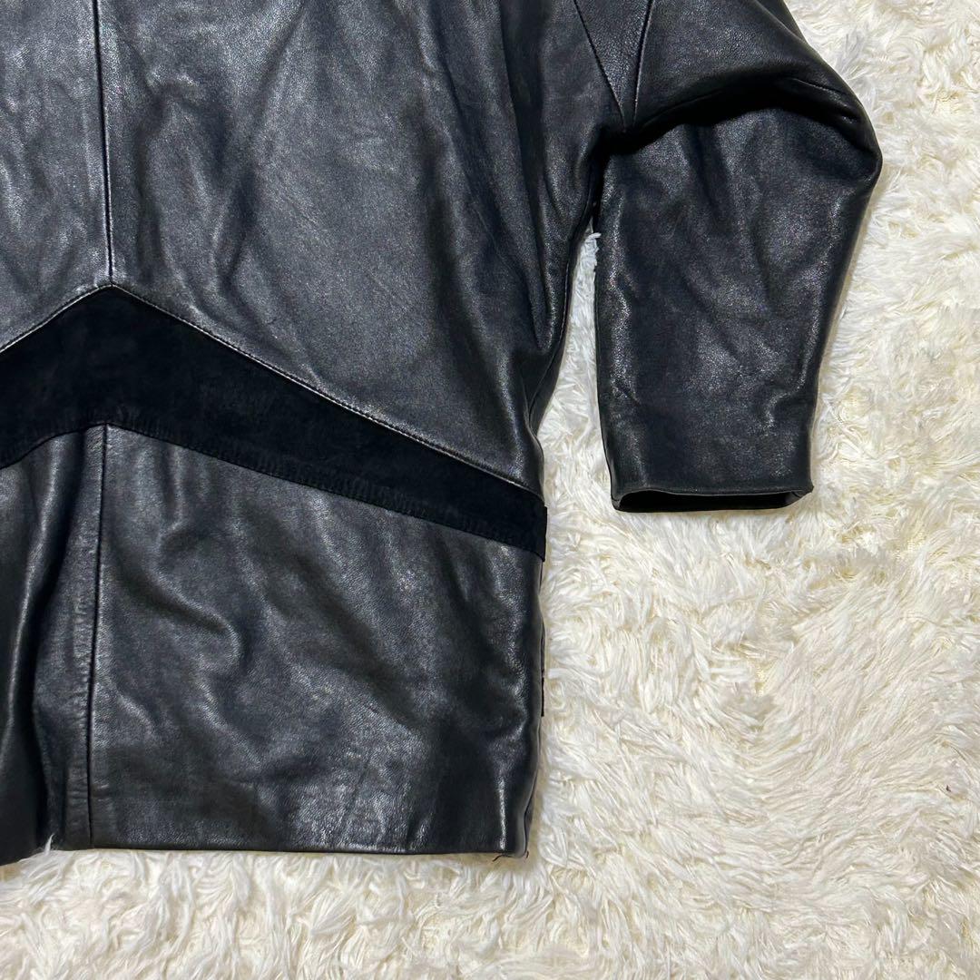 変形デザイン　ハラジュクマザー ライダース　ジャケット ラムレザー ブラック　羊