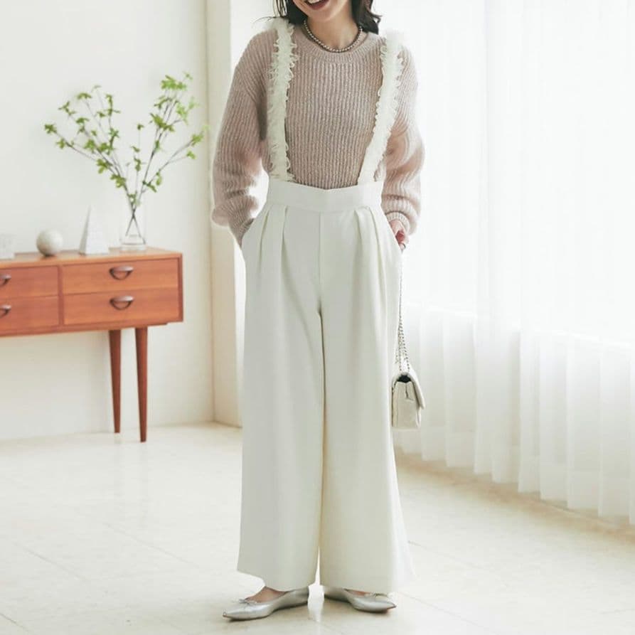 ラブティックボンボン　パンツ　チュール　フリルストラップ　ワイドパンツ