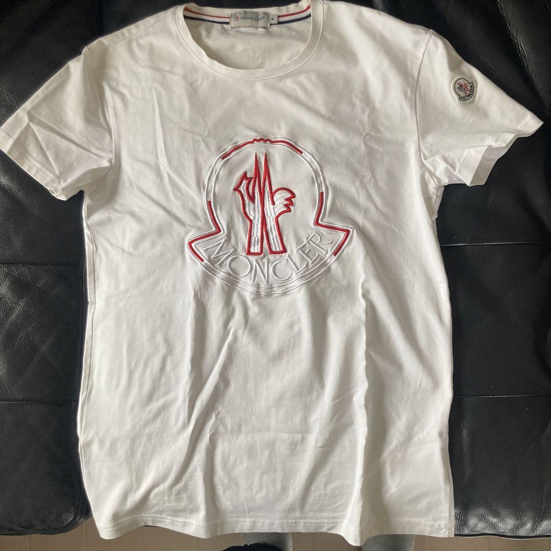 MONCLER ロゴ刺繍 半袖Tシャツ ホワイト　①
