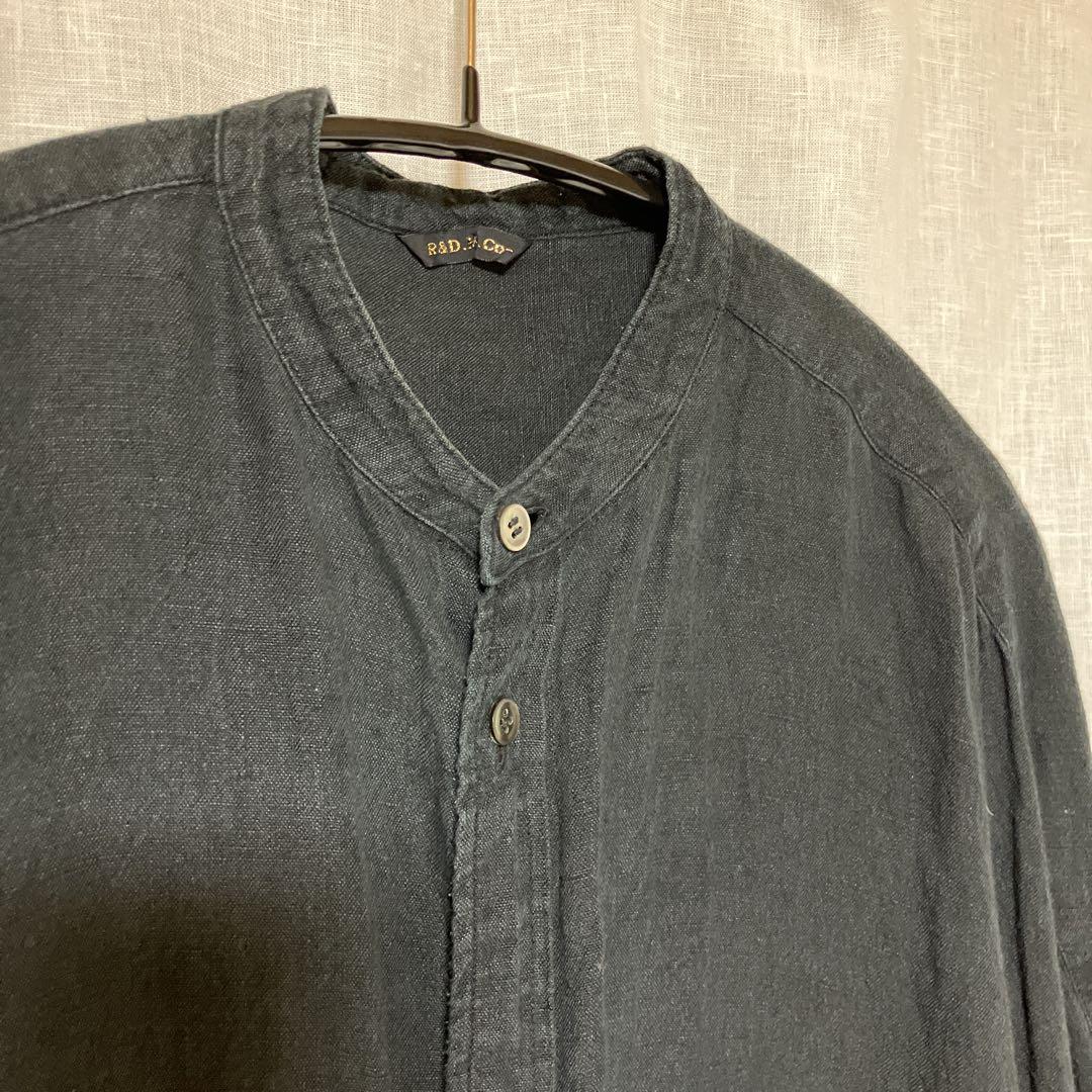 R&D.M.co リネンバンドカラーオーバーロングシャツ