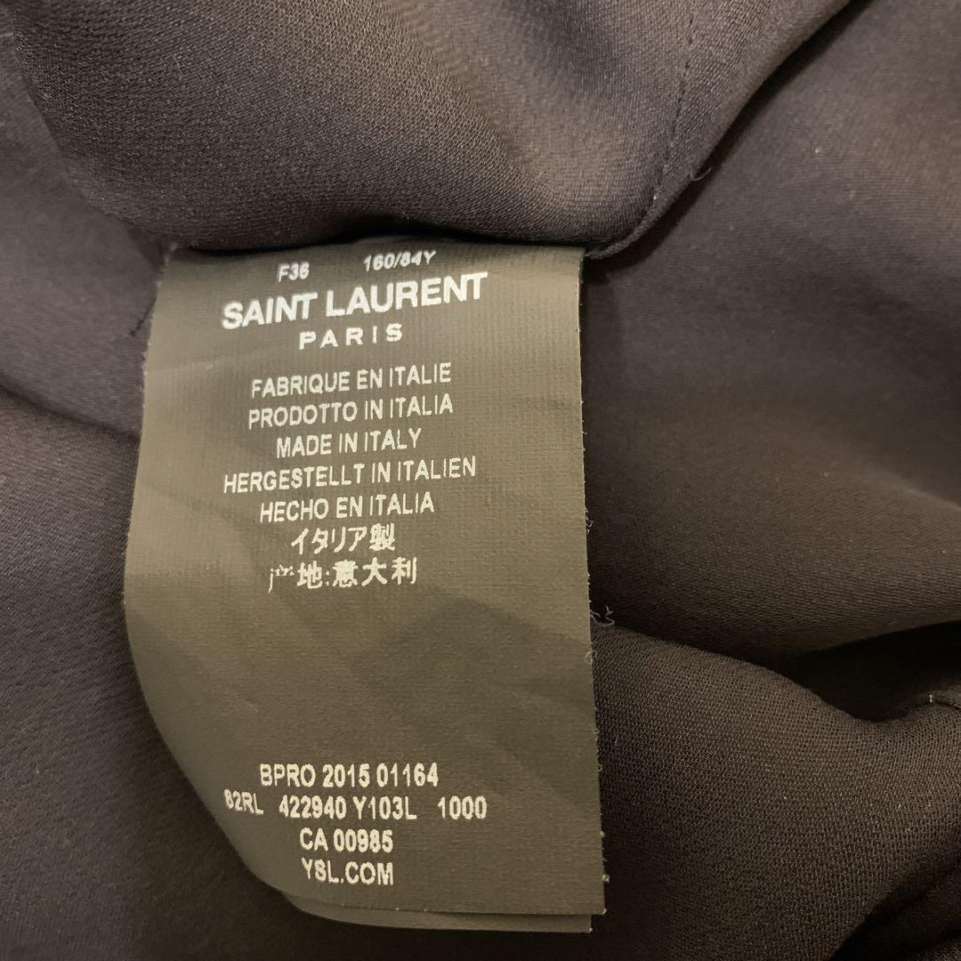 SAINTLAURENTサンローランパリ シルク ボウタイ フレアワンピース 画像8