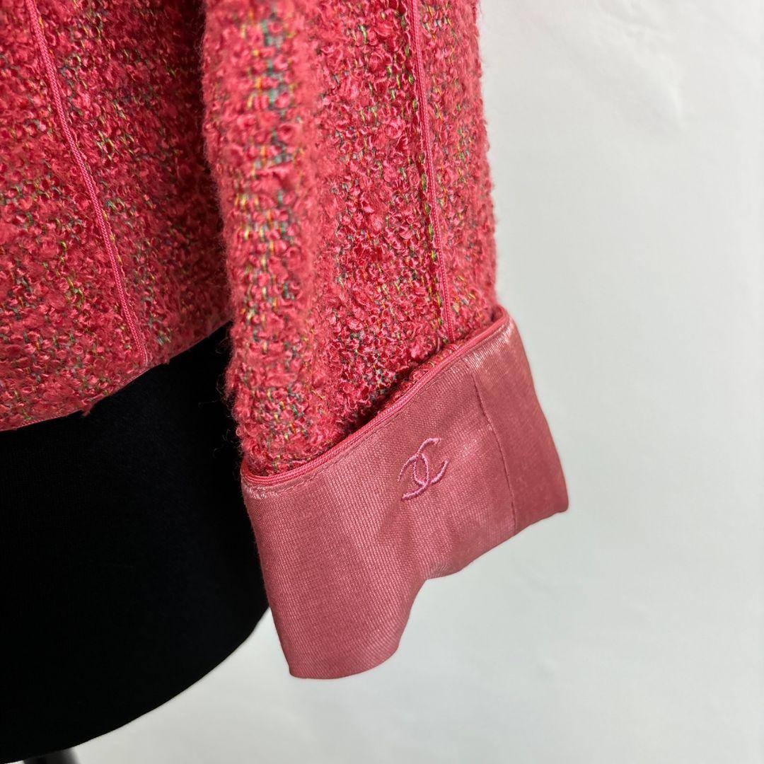 シャネル 99P ツイードジャケット カメリア ココマーク 刺繍 ヴィンテージ 画像5