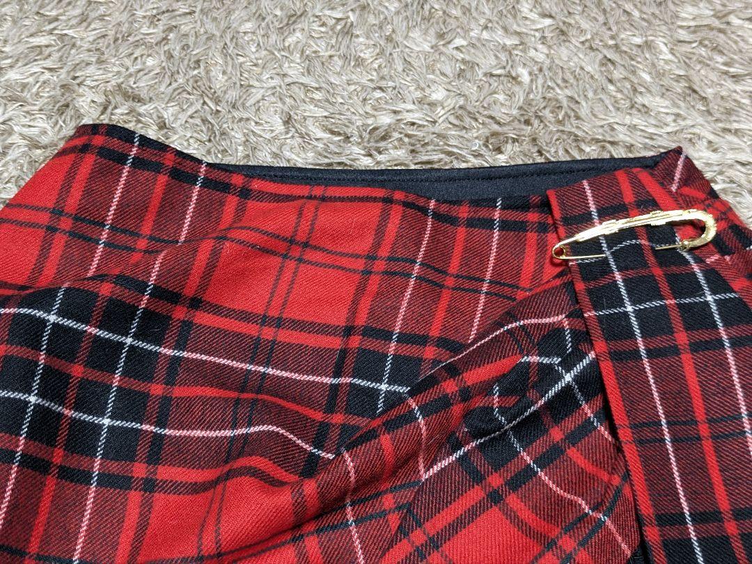 【美品】ミスアシダ ひざ丈 スカート 黒 タータンチェック 裏地有 日本製