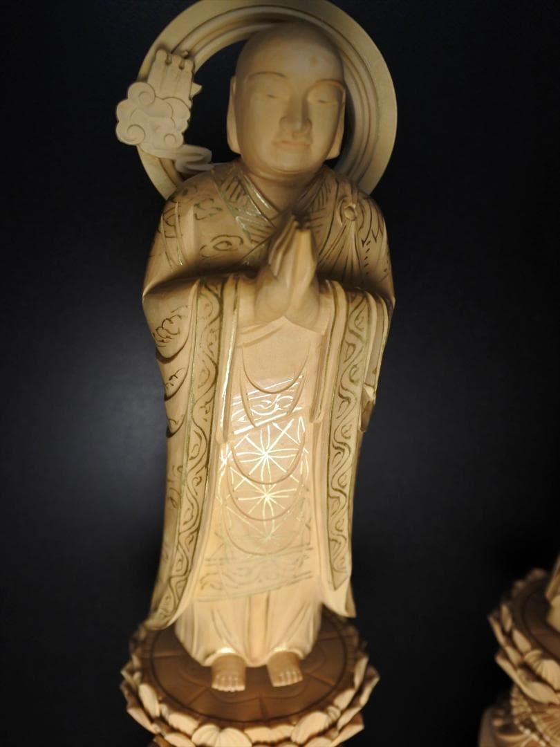 最終値下 未使用保管品 本柘植 両大師 金泥書 4.5寸 2819 | www