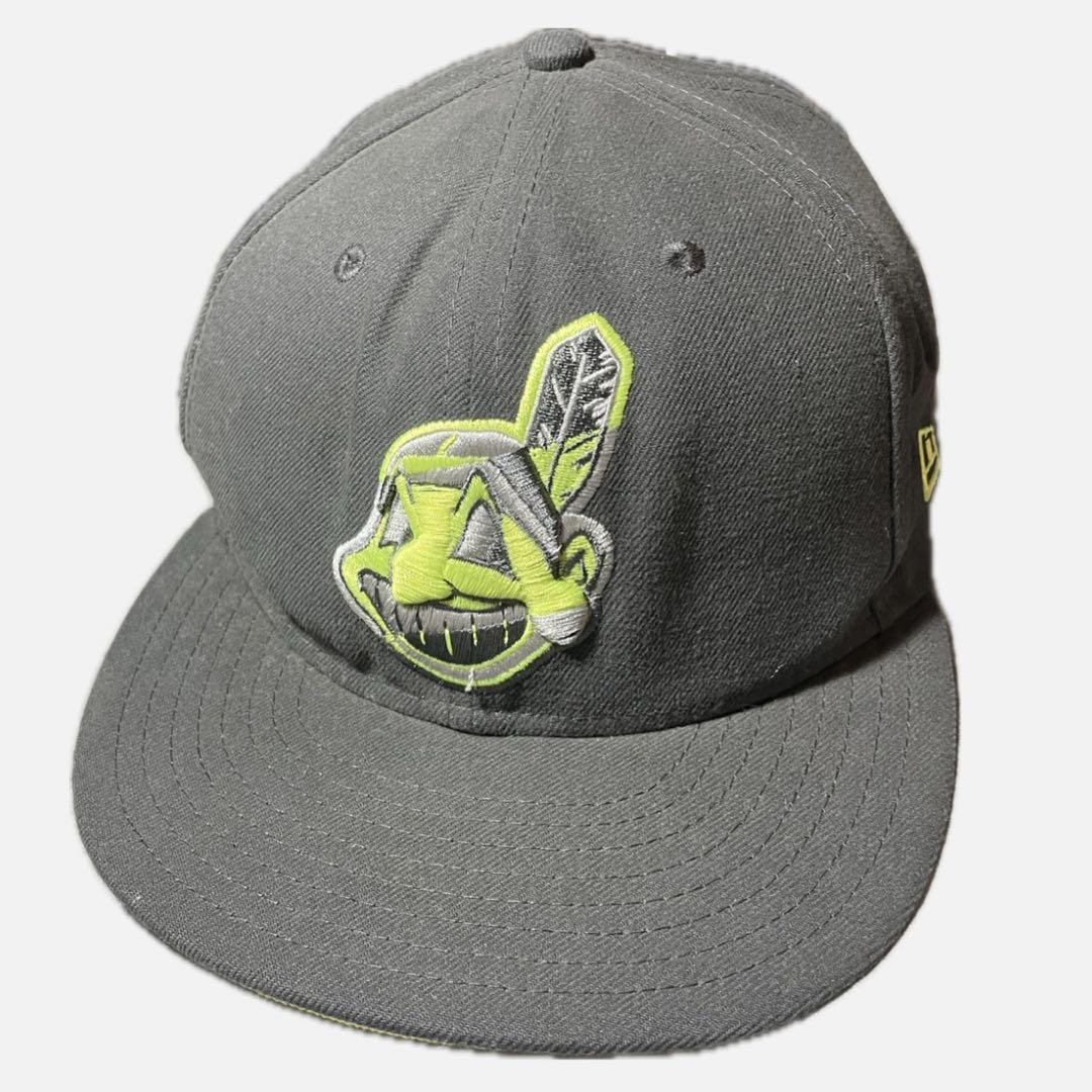 New Era インディアンス 旧ロゴ 58.7 59fifty グレー