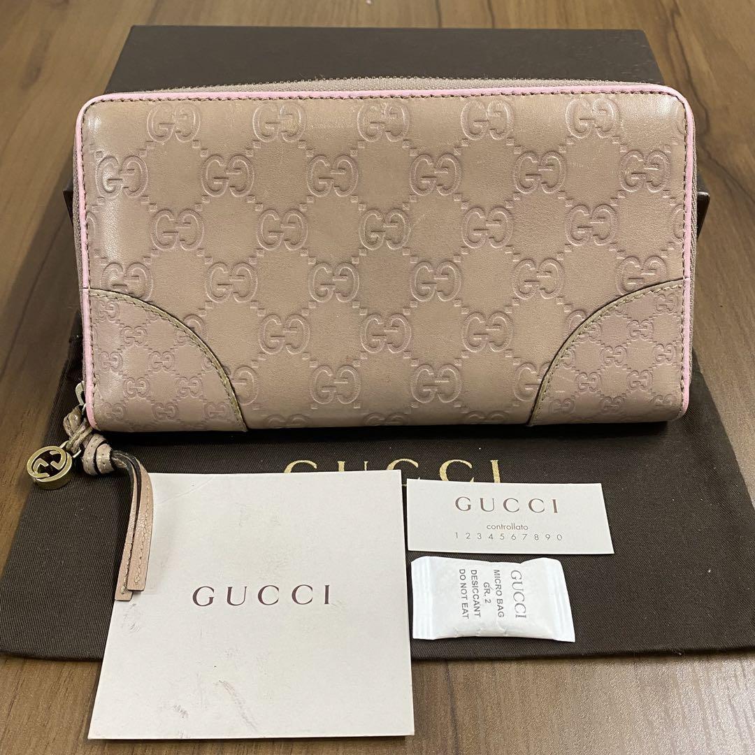 新品同様‼️グッチ　GUCCI 財布　長財布　シマレザー　ラウンドファスナー