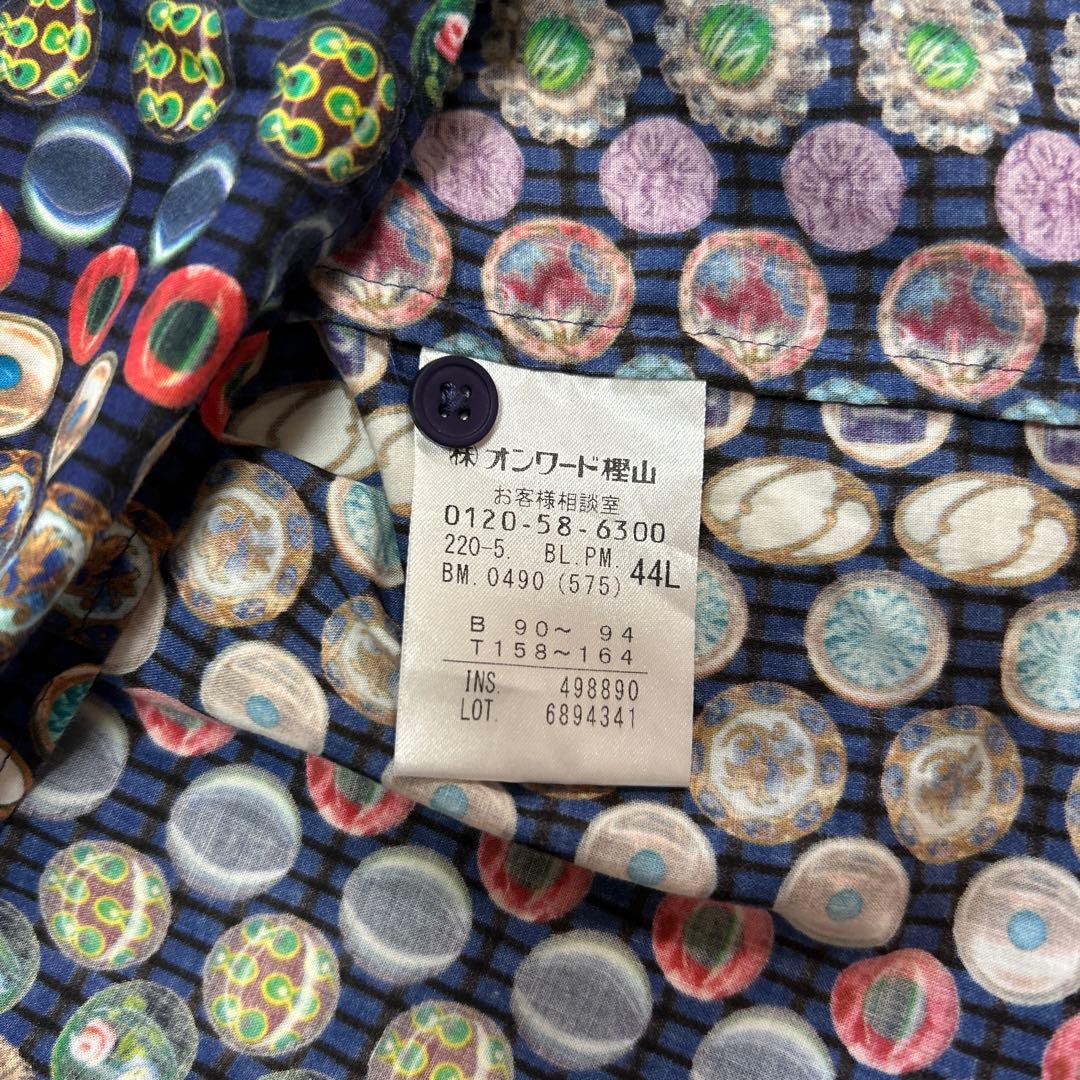 ポールスミス　ブラウス　半袖　ボタン柄　ネイビー