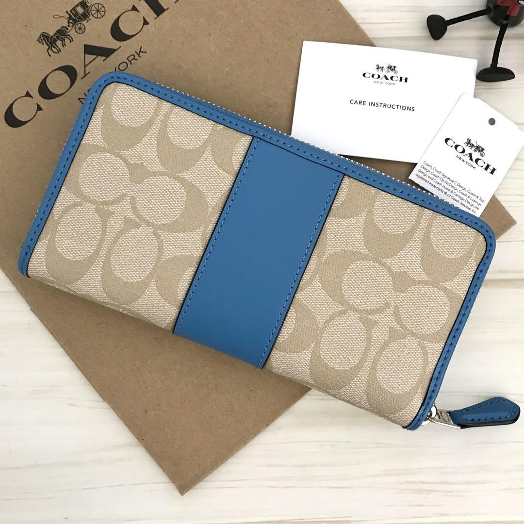 ★新品 COACH コーチ長財布 ブルー 長財布