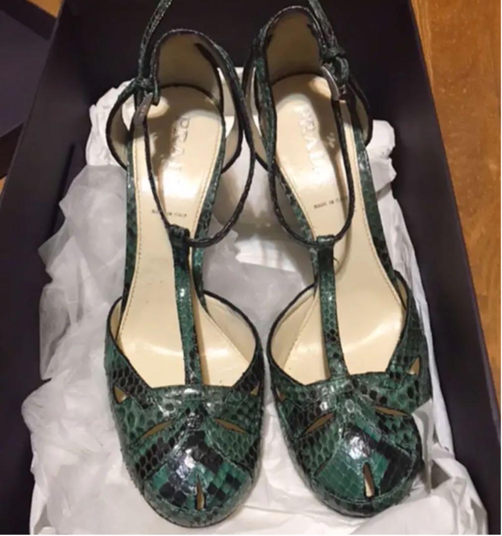 したので⒲ 最終価格 37 サンダル グリーン パイソン r2zXK-m43627138565 プラダ PRADA ハイヒール のサイズ