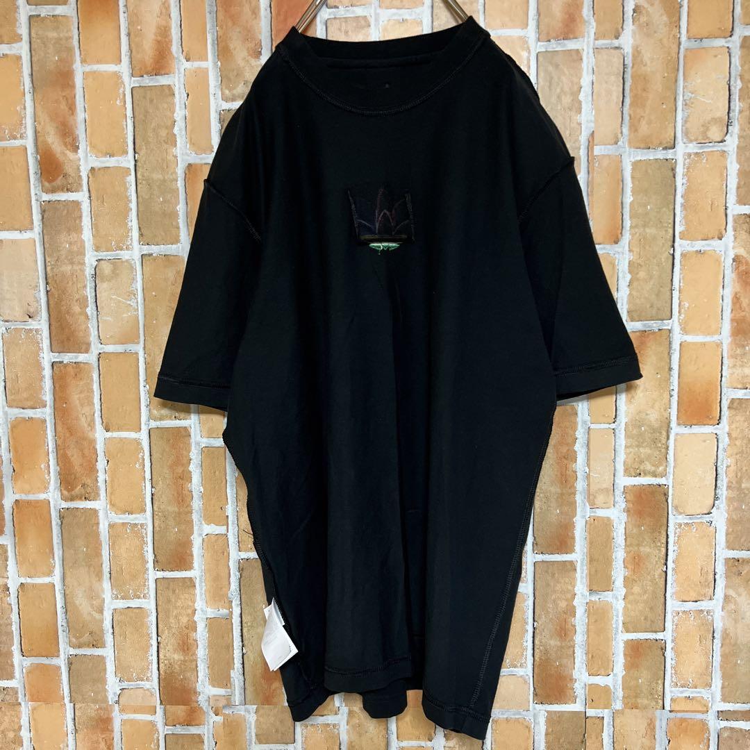 141adidasアディダスオリジナルストレフォイルロゴTシャツ デカロゴ刺繍黒