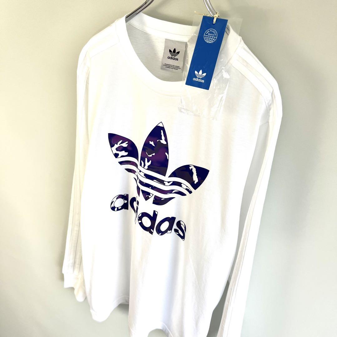☆ ビッグロゴ パープル レア柄 adidas originals ロンT