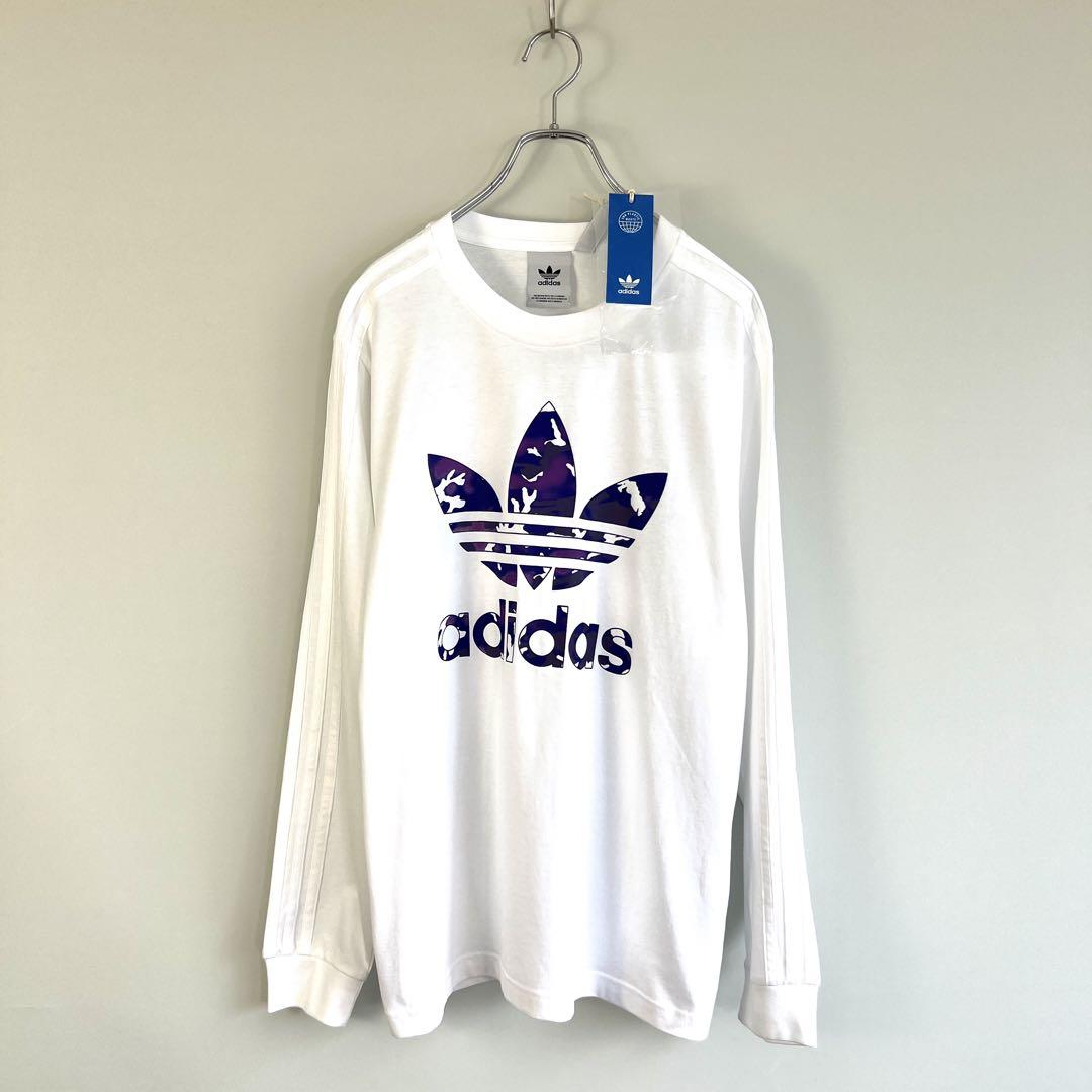 ☆ ビッグロゴ パープル レア柄 adidas originals ロンT