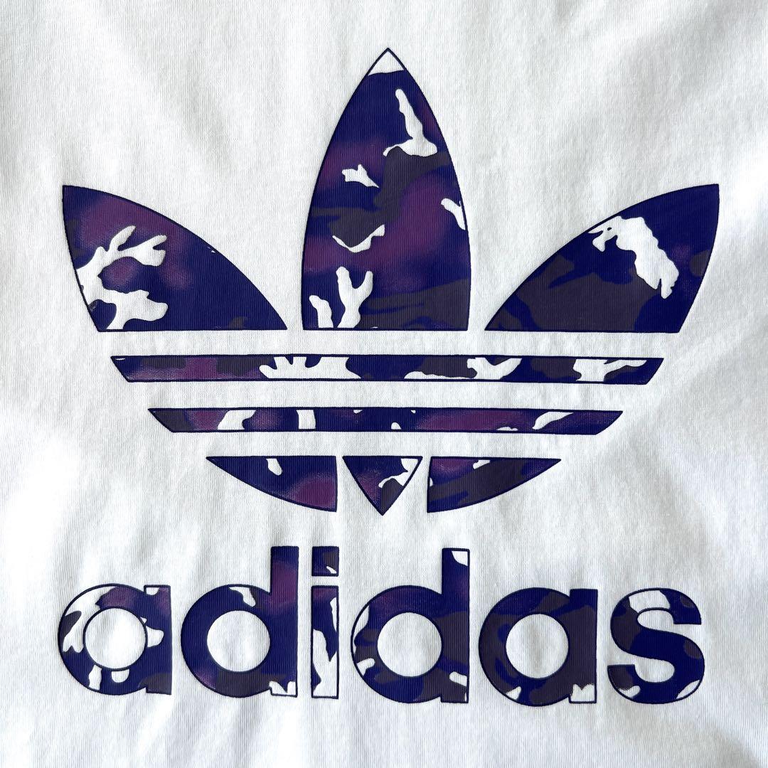 ☆ ビッグロゴ パープル レア柄 adidas originals ロンT