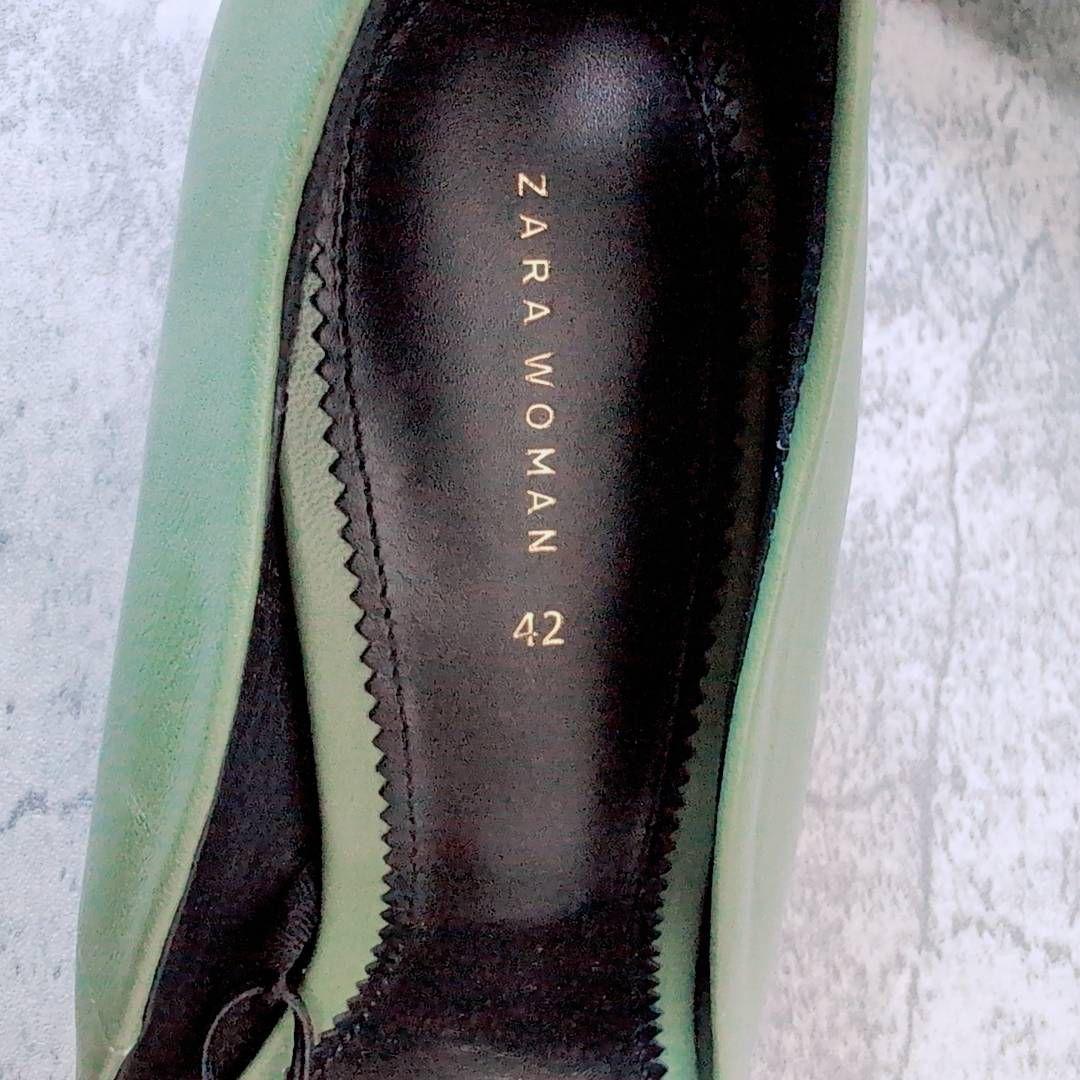 新品 ZARA WOMAN ポインテッドトゥ パンプス 緑 42