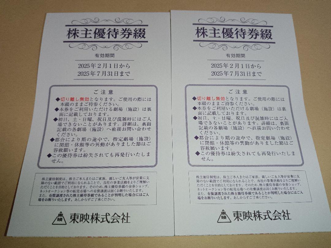 東映 株主優待券 2冊 映画8回分 6,999円