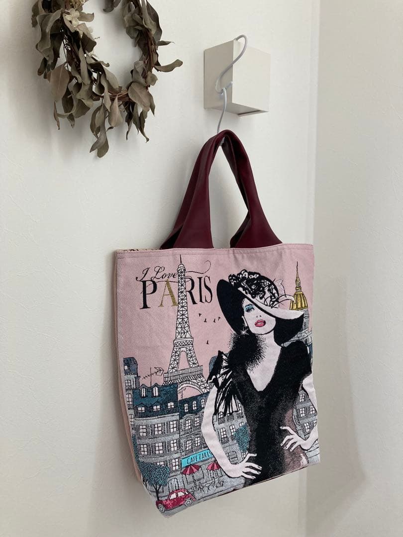 フランス輸入パネル生地パリジェンヌとヴィンテージ帆布のビッグトート