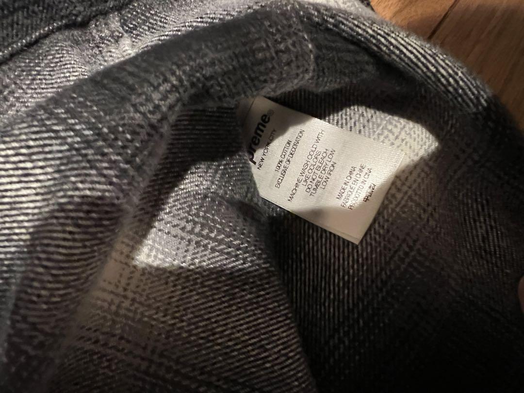 supreme shadow plaid flannel shirt L 黒