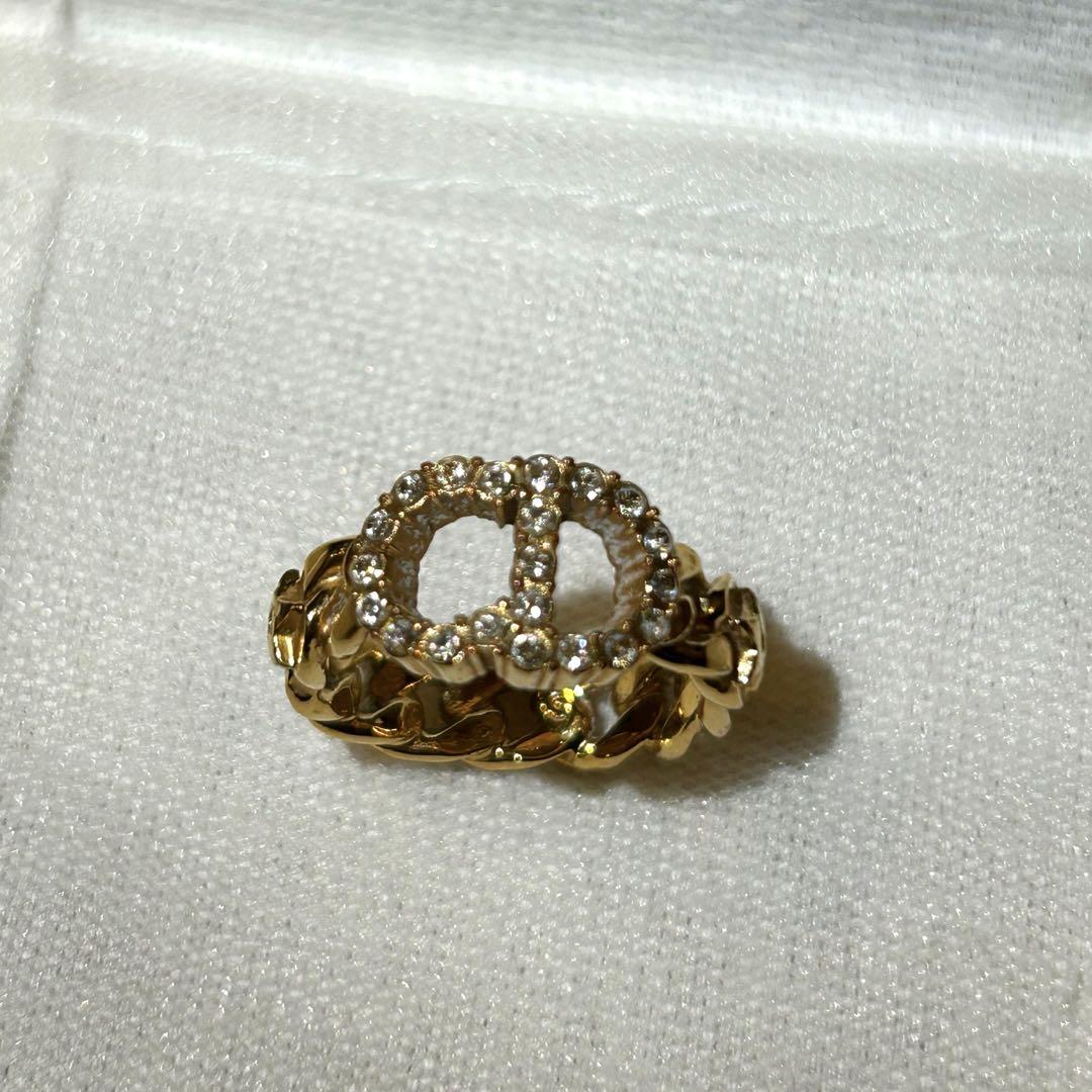 安い Dior メルカリ - ロゴゴールドチェーンリング アクセサリー