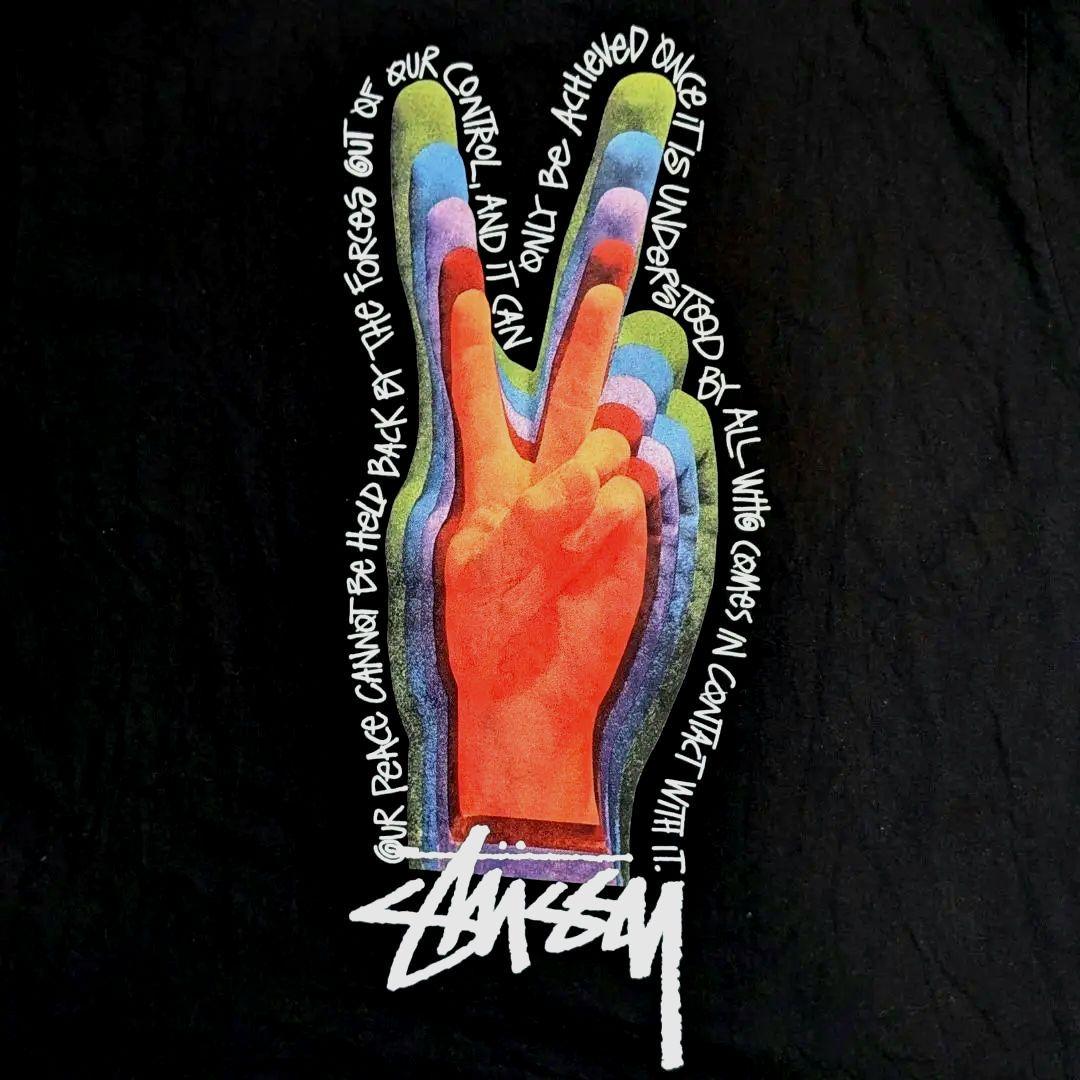 Stussy ピースサイン Tシャツ 黒 2XL相当