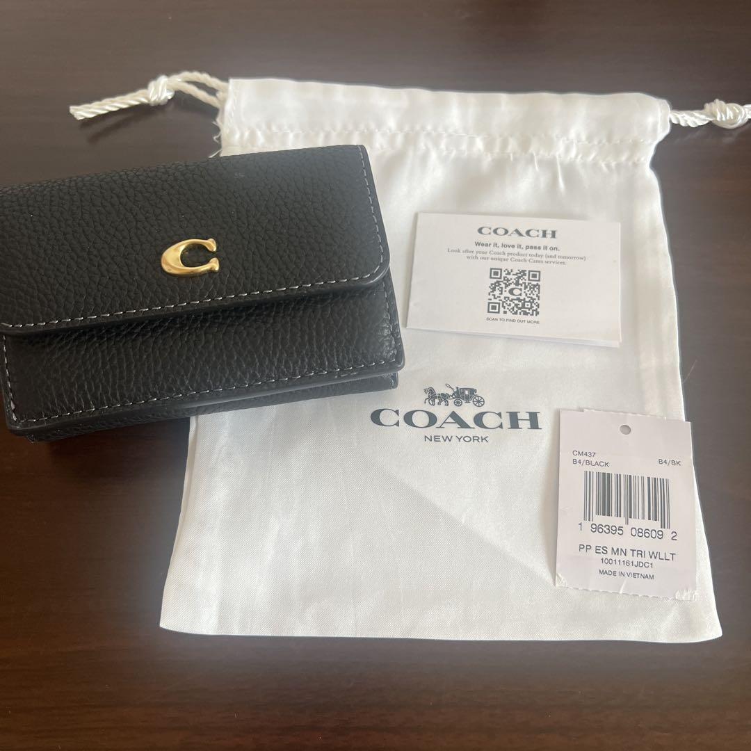 COACH ミニトライ フォールド ウォレット 三つ折り　財布　ブラック