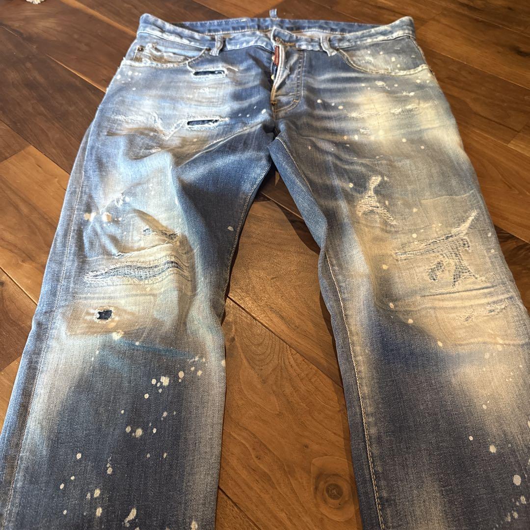 DSQUARED2 ダメージ加工 デニムジャケット 46 ディースクエアード Gジャン（DSQUARED2◇Gジャン⁄46⁄ペンキ