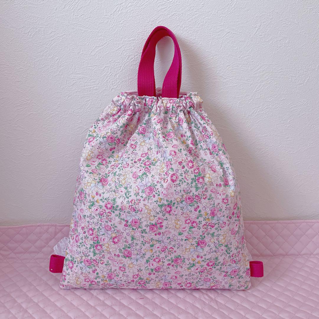 レッスンバッグ.体操服入れ.上靴袋3点セット♡花柄リボン(濃いピンク)❤︎
