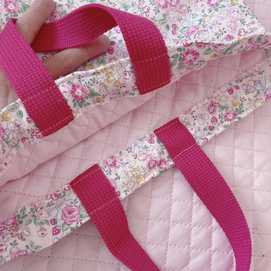 レッスンバッグ.体操服入れ.上靴袋3点セット♡花柄リボン(濃いピンク)❤︎