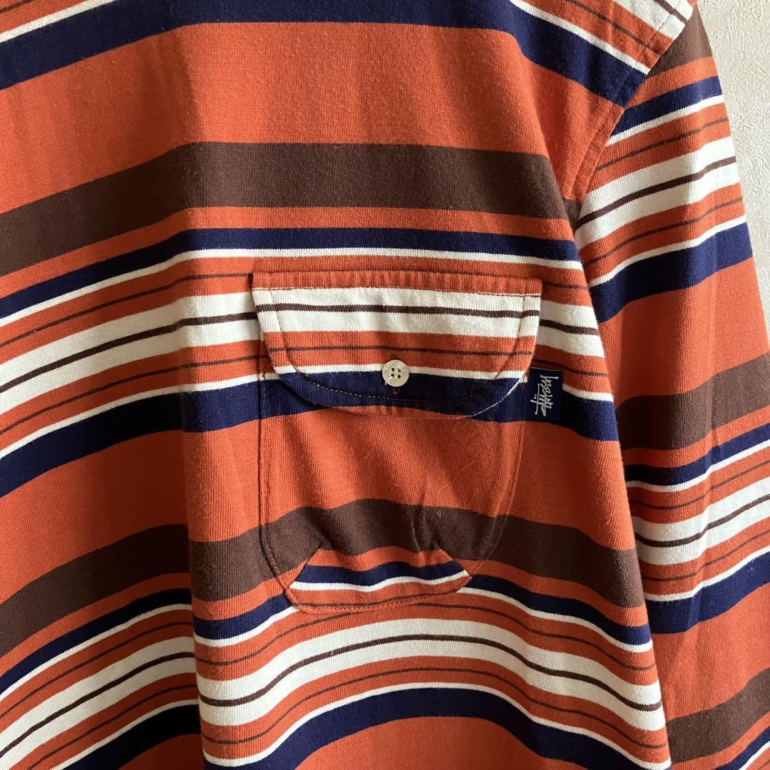 古着 美品 90's USA製 ステューシー マルチボーダー ロンt L