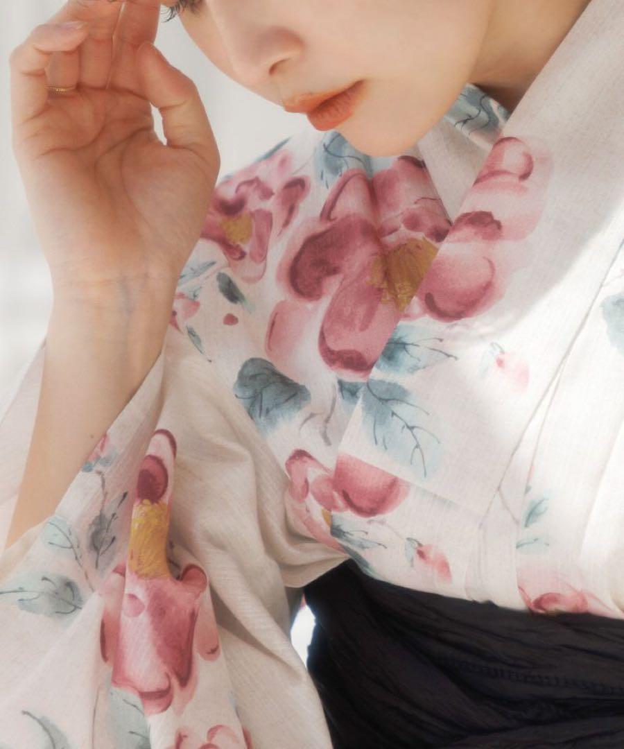【ラスト残り1点】ディータ dita はんなり水彩椿(朱) 浴衣5点セット