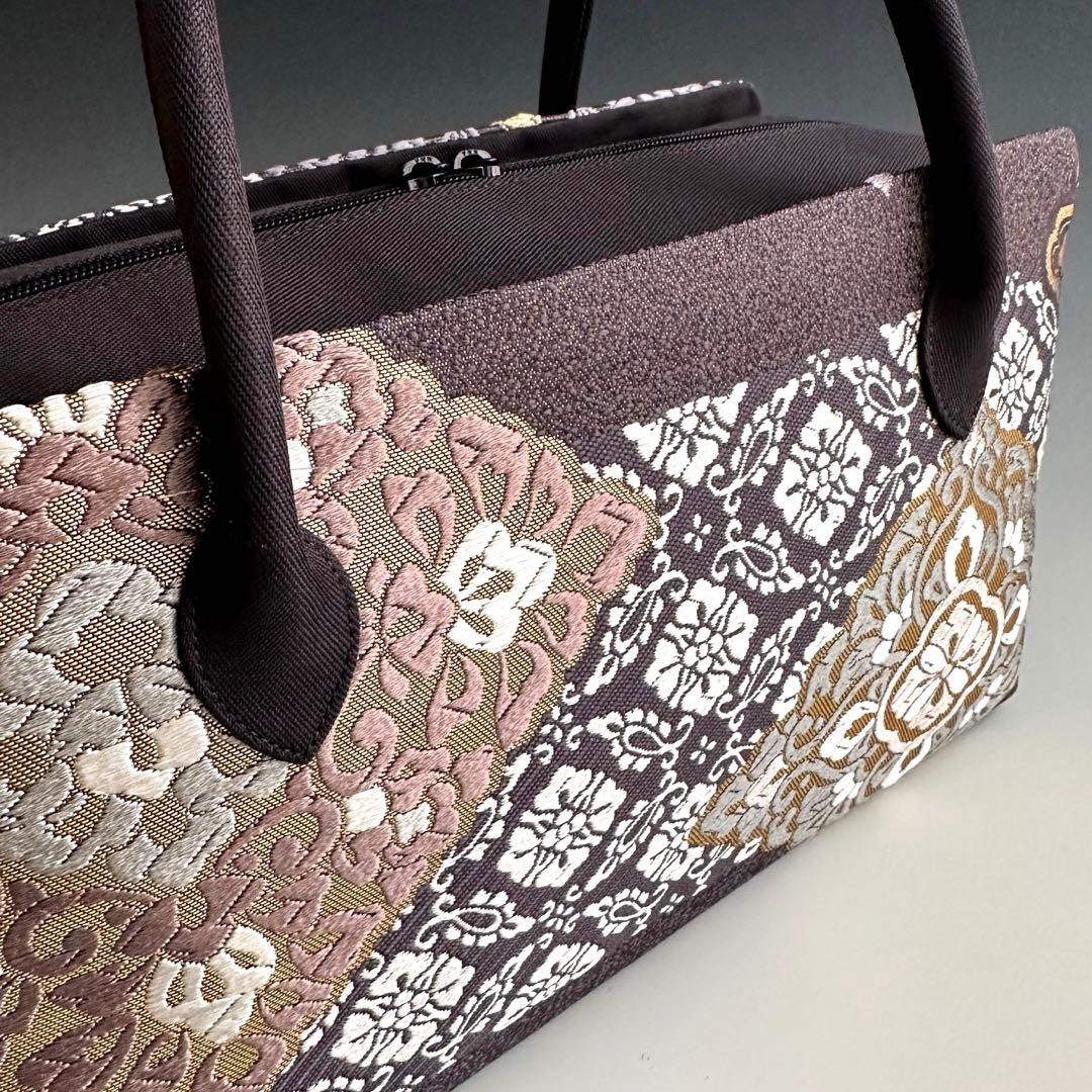 新品未使用 !!特別セール!!京都 西陣 正絹 帯使用 利休バッグ 251112 新品未使用 !!特別セール!!京都 西陣 正絹 帯使用 利休バッグ 251112