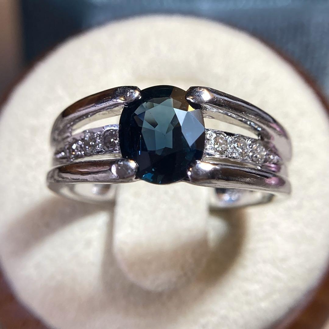 Pt900　高品質 サファイアリング　S1.08ct　サイズ13.7号 Pt900 天然サファイヤリング S1.08ct 鑑別書付き プラチナ 匿名配送